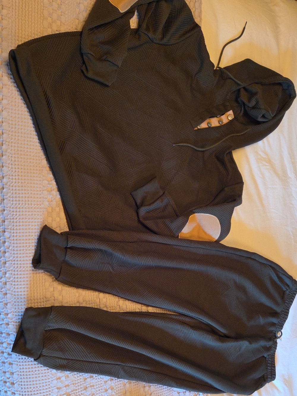 Hooded Knit Sweater Set in Dark Olive
